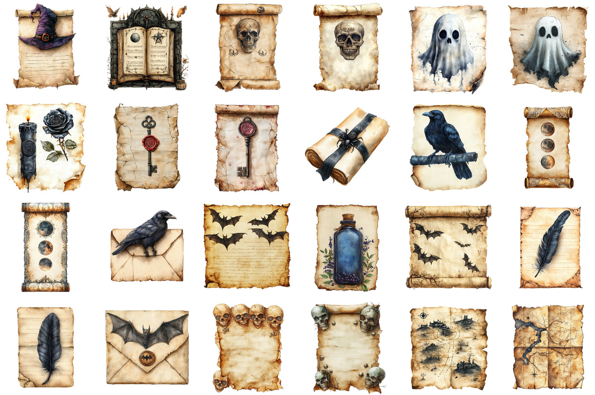 Halloween Goth Old Paper Clipart
