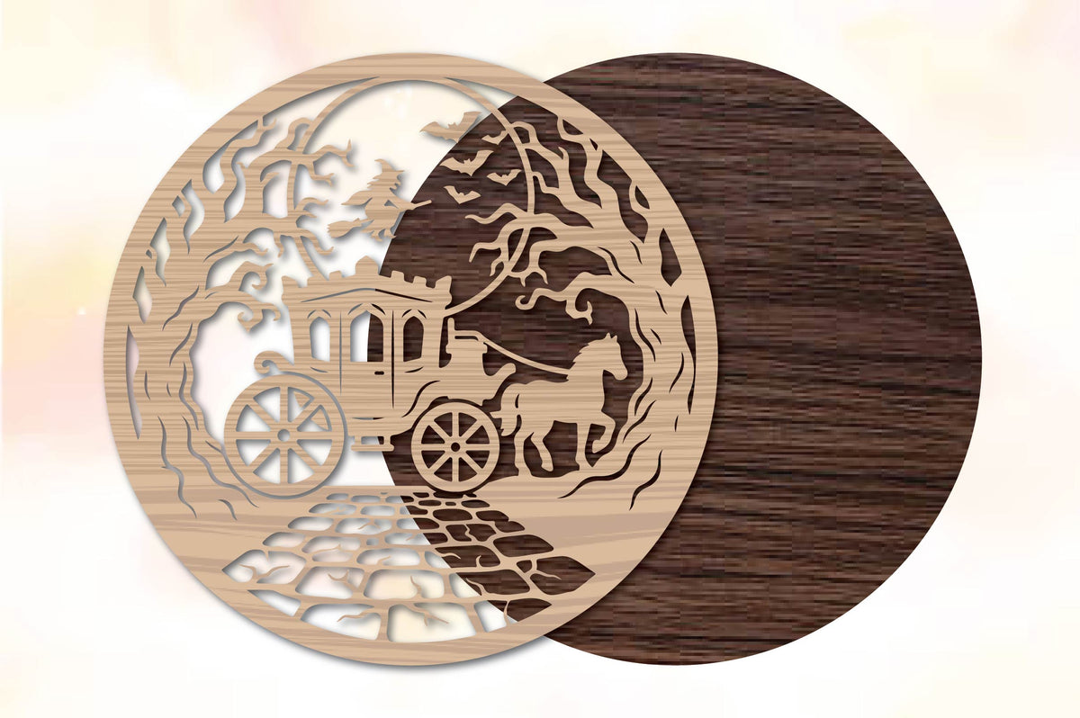 Halloween Haunted Carriage Laser Cut SVG