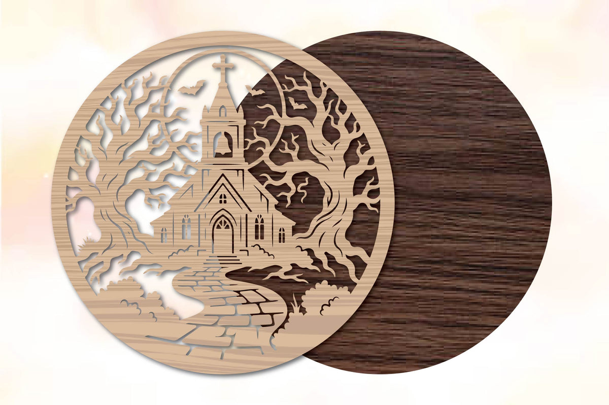 Halloween Haunted Church Laser Cut SVG