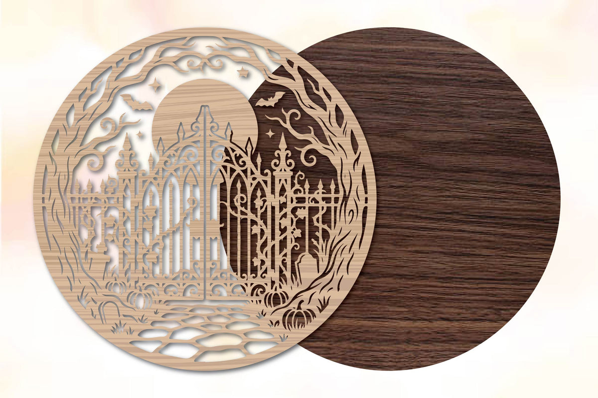 Halloween Haunted Gate Laser Cut SVG