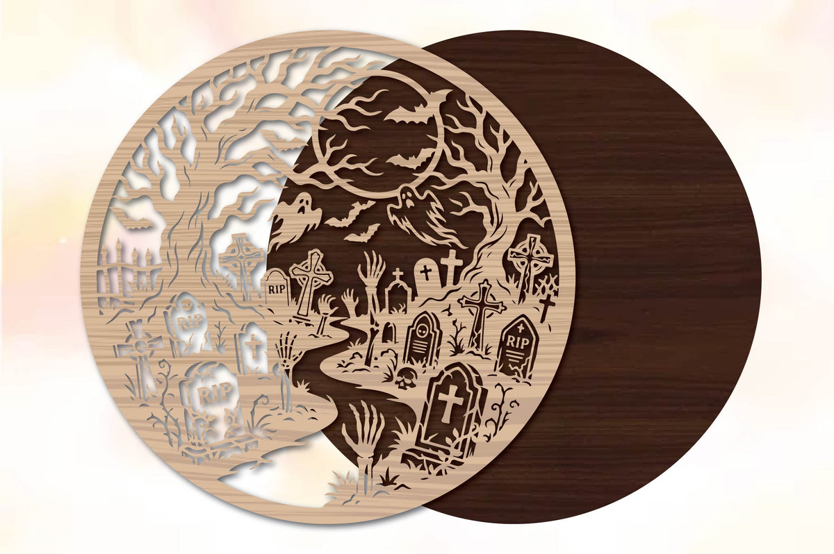 Halloween Haunted Graveyard Laser Cut SVG