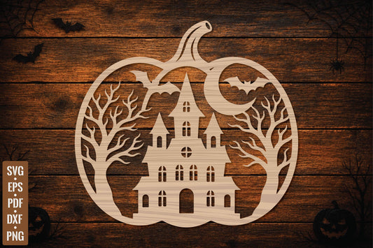 Halloween Haunted House Pumpkin Laser Cut SVG
