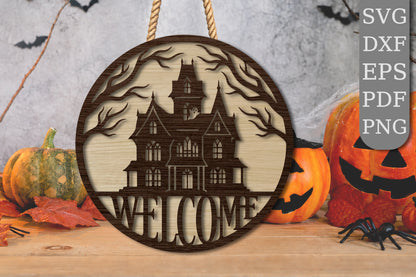 Halloween Haunted House Welcome SVG