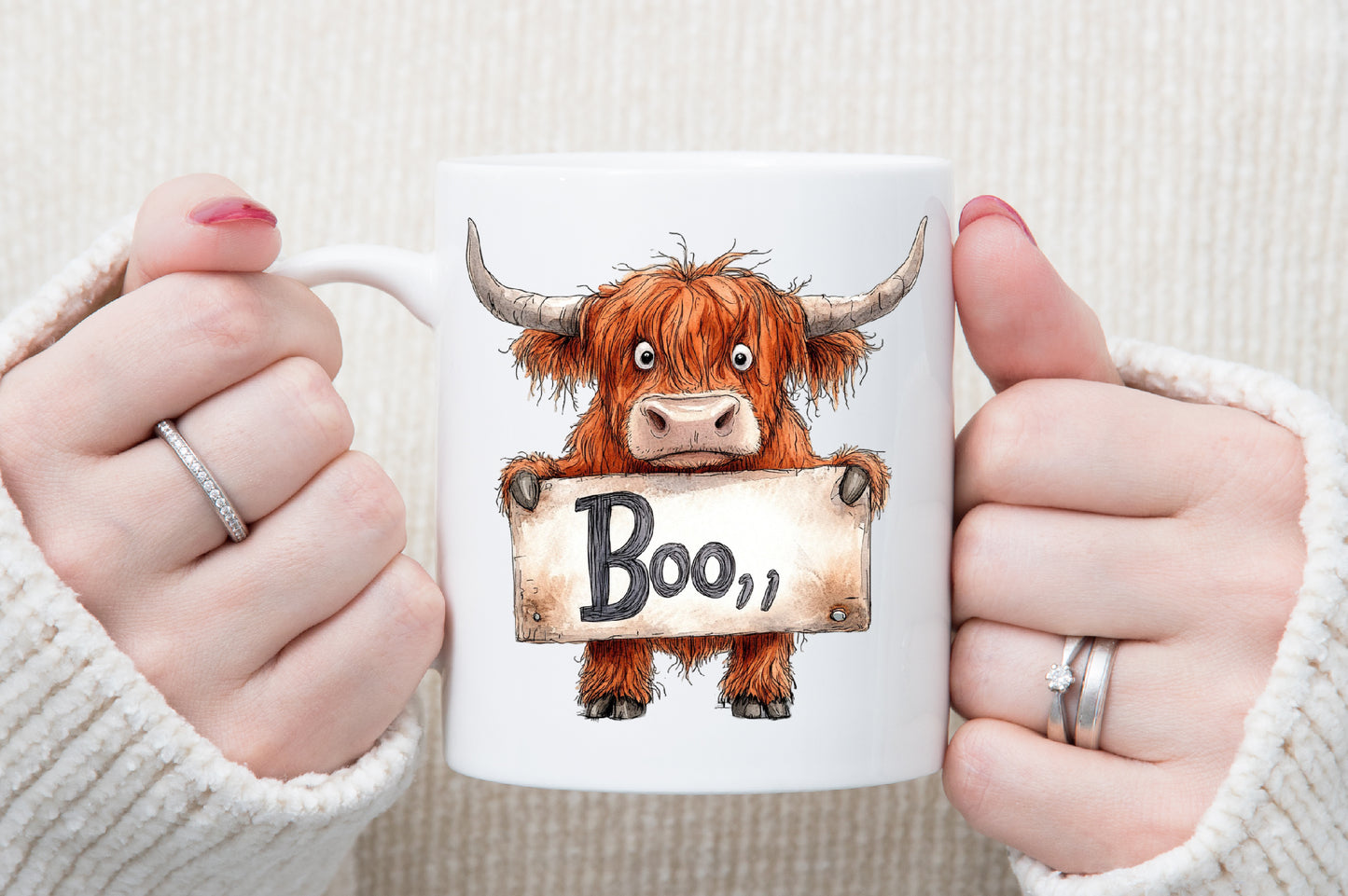 Halloween Highland Cow Ghost Clipart Cute Spooky PNG Bundle