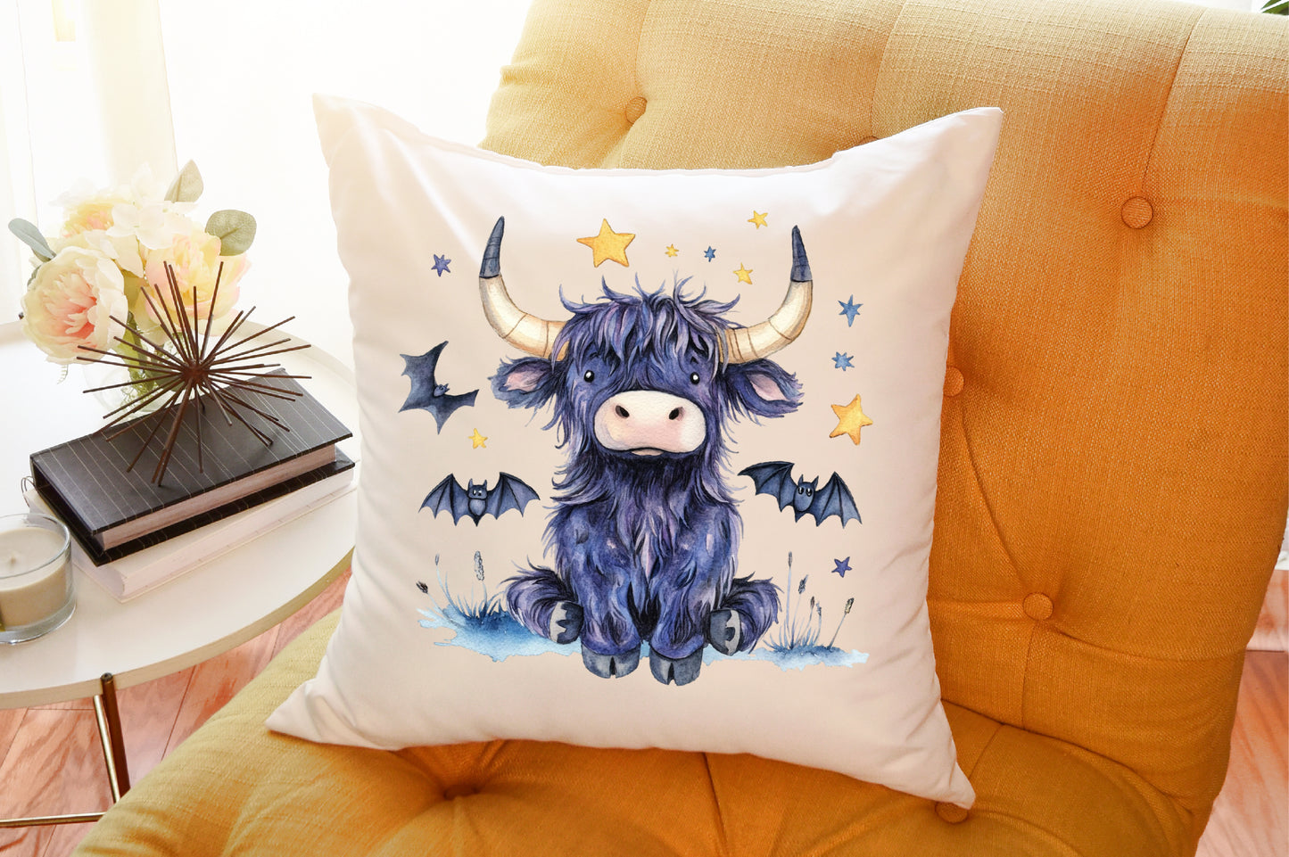 Halloween Highland Cow Ghost Clipart Cute Spooky PNG Bundle