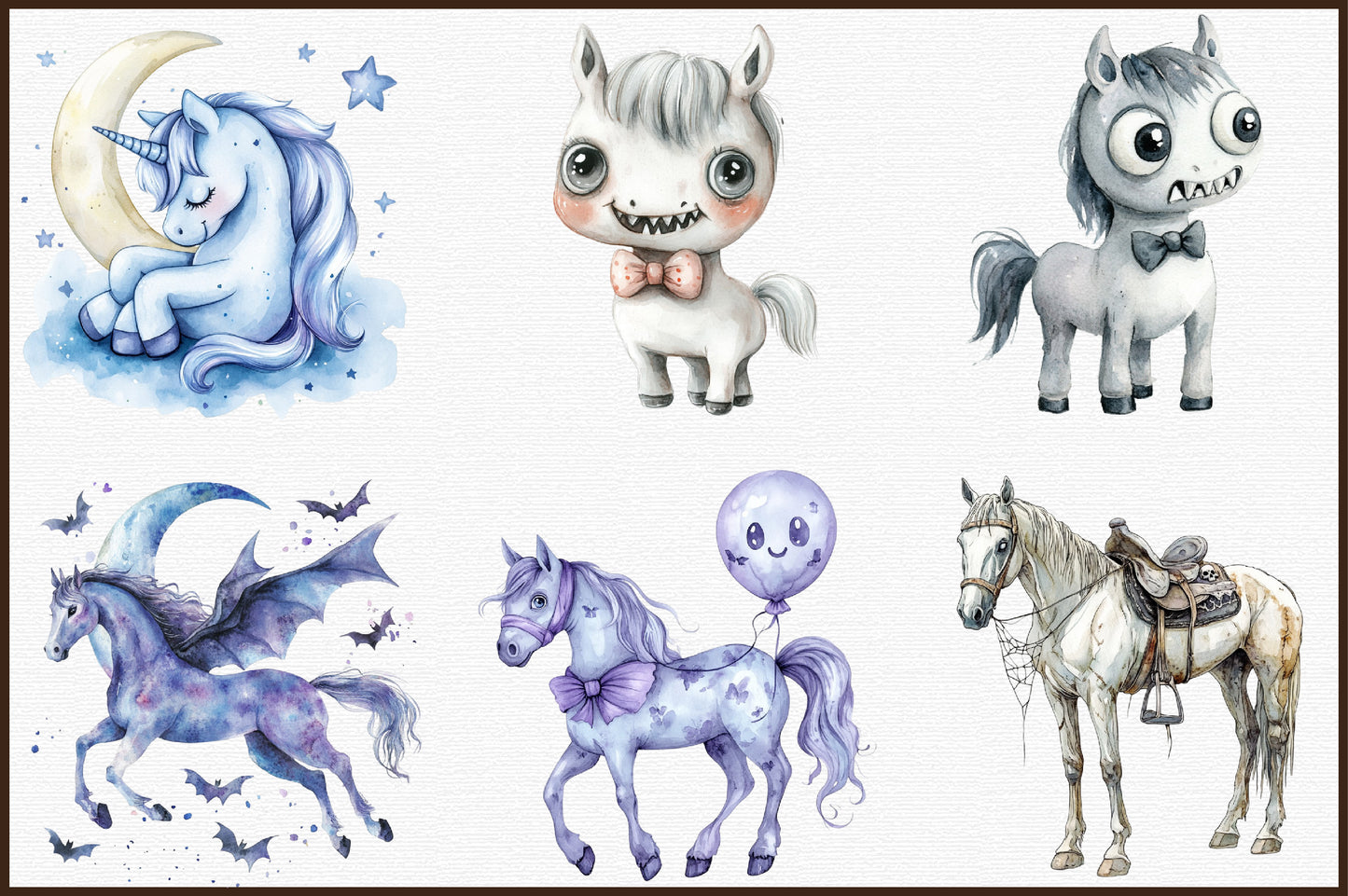 Halloween Horse Ghost Clipart Cute Spooky PNG Bundle