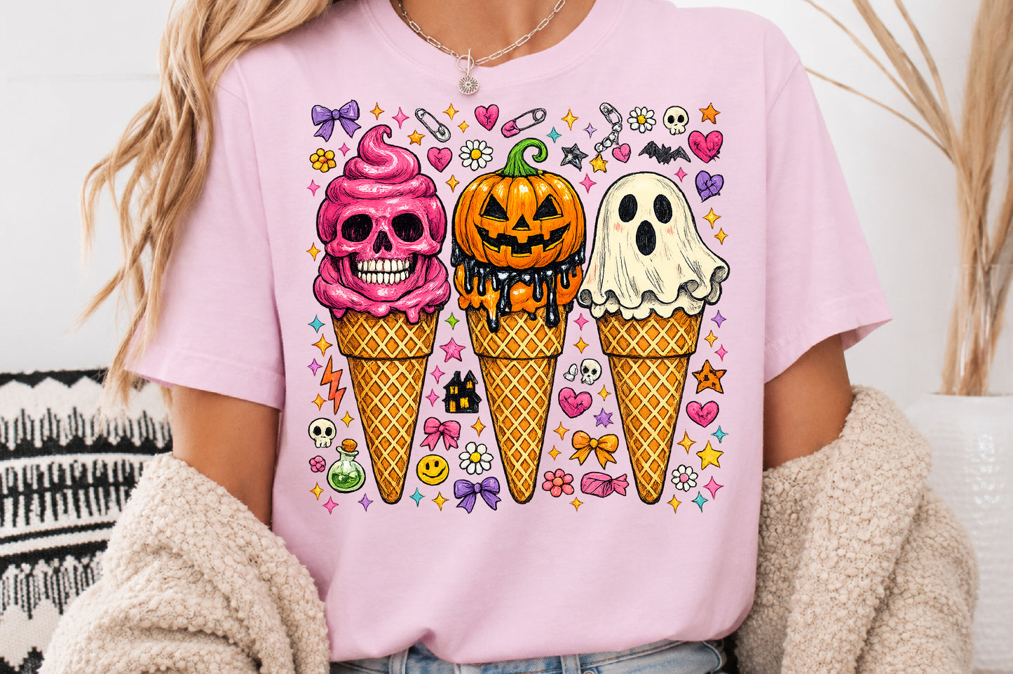Halloween Ice Cream Sublimation PNG Bundle Spooky Skull Pumpkin Ghost Clipart