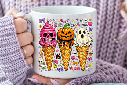 Halloween Ice Cream Sublimation PNG Bundle Spooky Skull Pumpkin Ghost Clipart