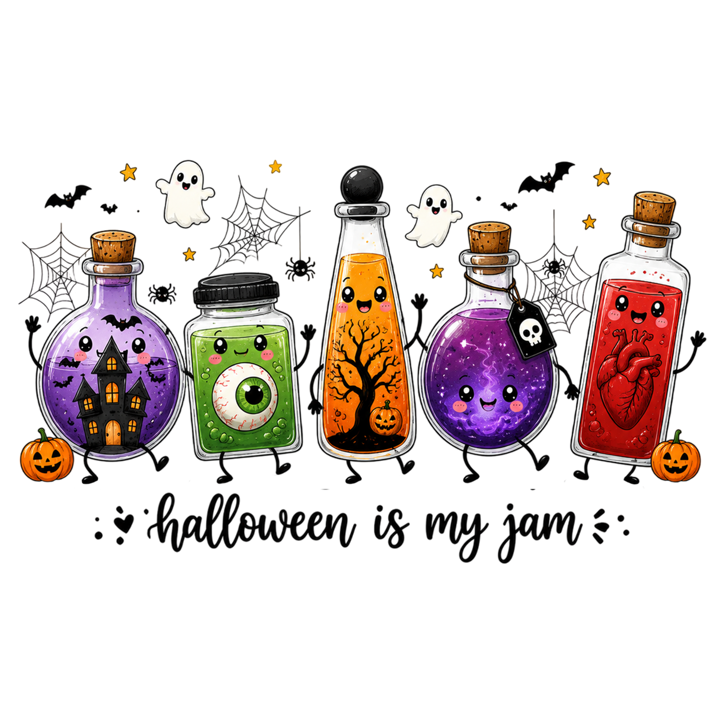 Halloween Is My Jam Spooky Potion Jars PNG Halloween Sublimation