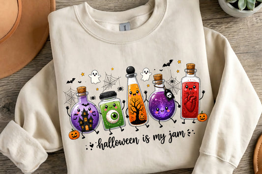 Halloween Is My Jam Spooky Potion Jars PNG Halloween Sublimation
