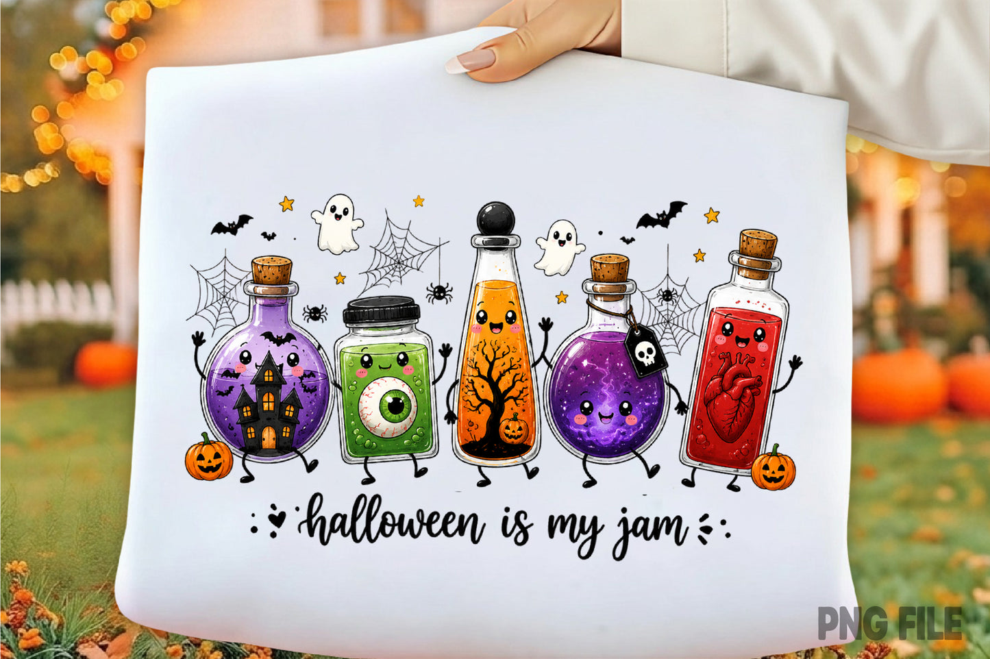 Halloween Is My Jam Spooky Potion Jars PNG Halloween Sublimation