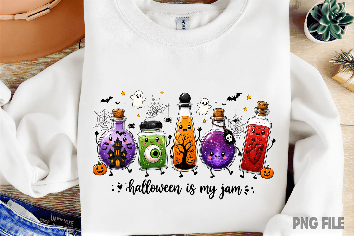Halloween Is My Jam Spooky Potion Jars PNG Halloween Sublimation