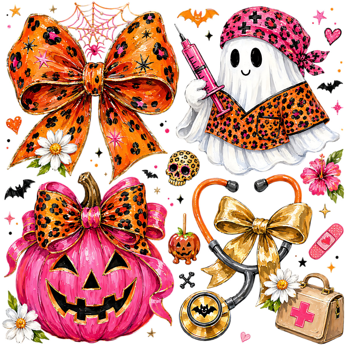 Halloween Nurse Ghost Bow PNG