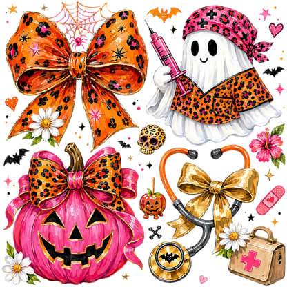 Halloween Nurse Ghost Bow PNG