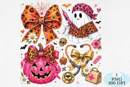 Halloween Nurse Ghost Bow PNG