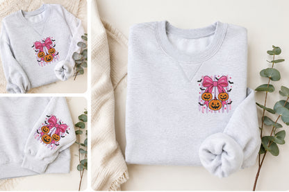 Pink Bow Pumpkin Halloween Embroidery