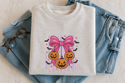 Pink Bow Pumpkin Halloween Embroidery