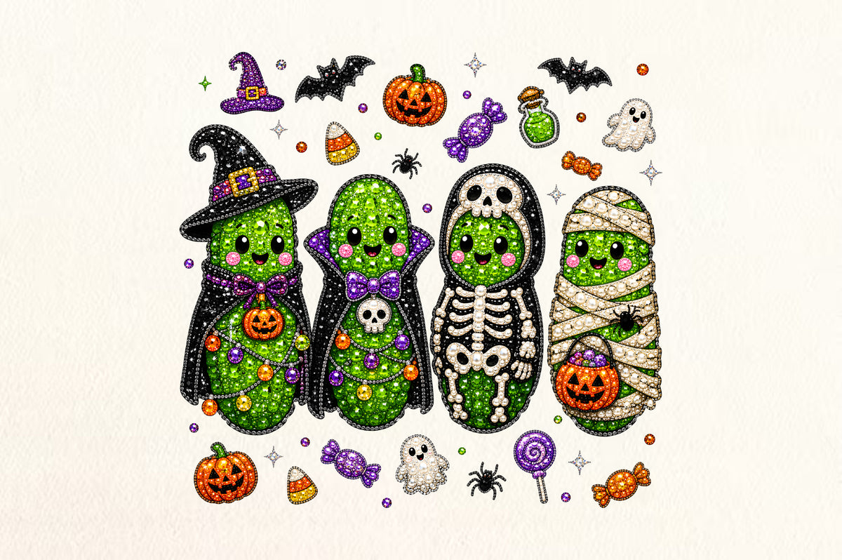 Halloween Pickle Rhinestone PNG