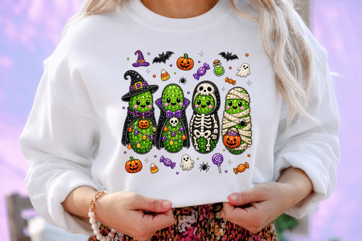 Halloween Pickle Rhinestone PNG