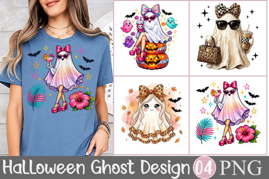 Halloween Pink Ghost Girl PNG Cute Spooky Sublimation