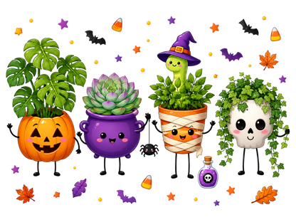 Halloween Plant Doodles PNG Cute Spooky Succulent Characters