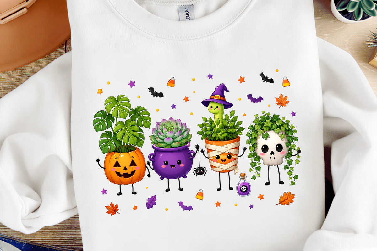 Halloween Plant Doodles PNG Cute Spooky Succulent Characters