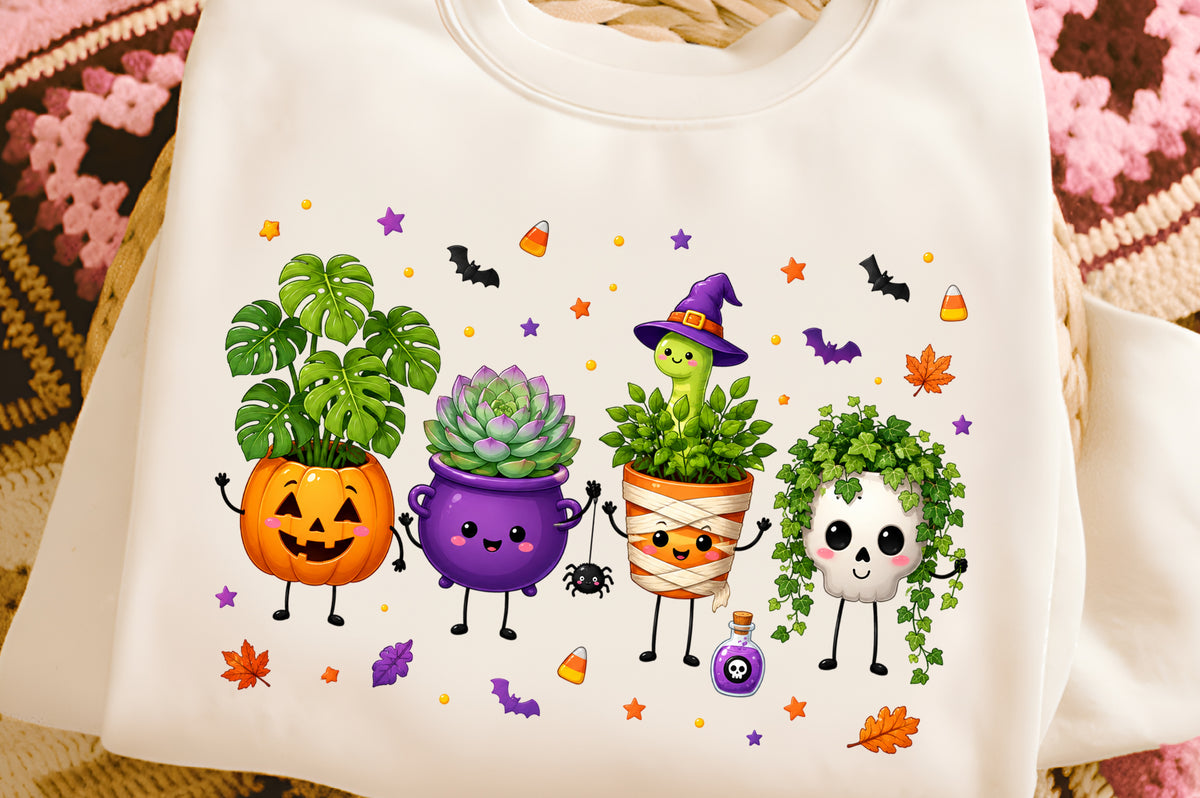 Halloween Plant Doodles PNG Cute Spooky Succulent Characters