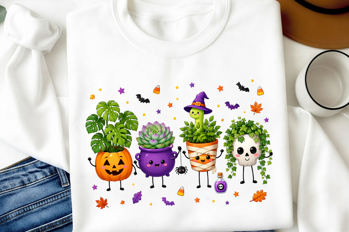 Halloween Plant Doodles PNG Cute Spooky Succulent Characters