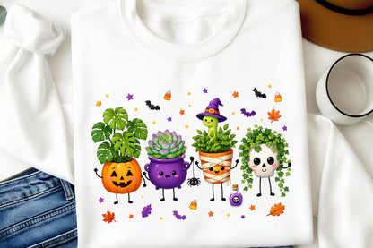 Halloween Plant Doodles PNG Cute Spooky Succulent Characters