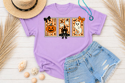 Halloween Postage Stamp PNG Pumpkin Ghost Haunted House Sublimation Design