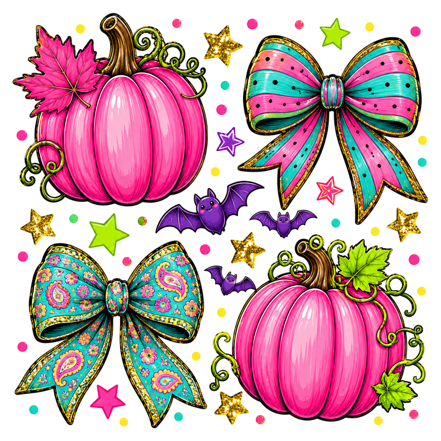 Halloween Pumpkin Coquette Bow PNG | Pink Pumpkin Leopard & Floral Bow Clipart | Cute Fall Spooky Sublimation Design
