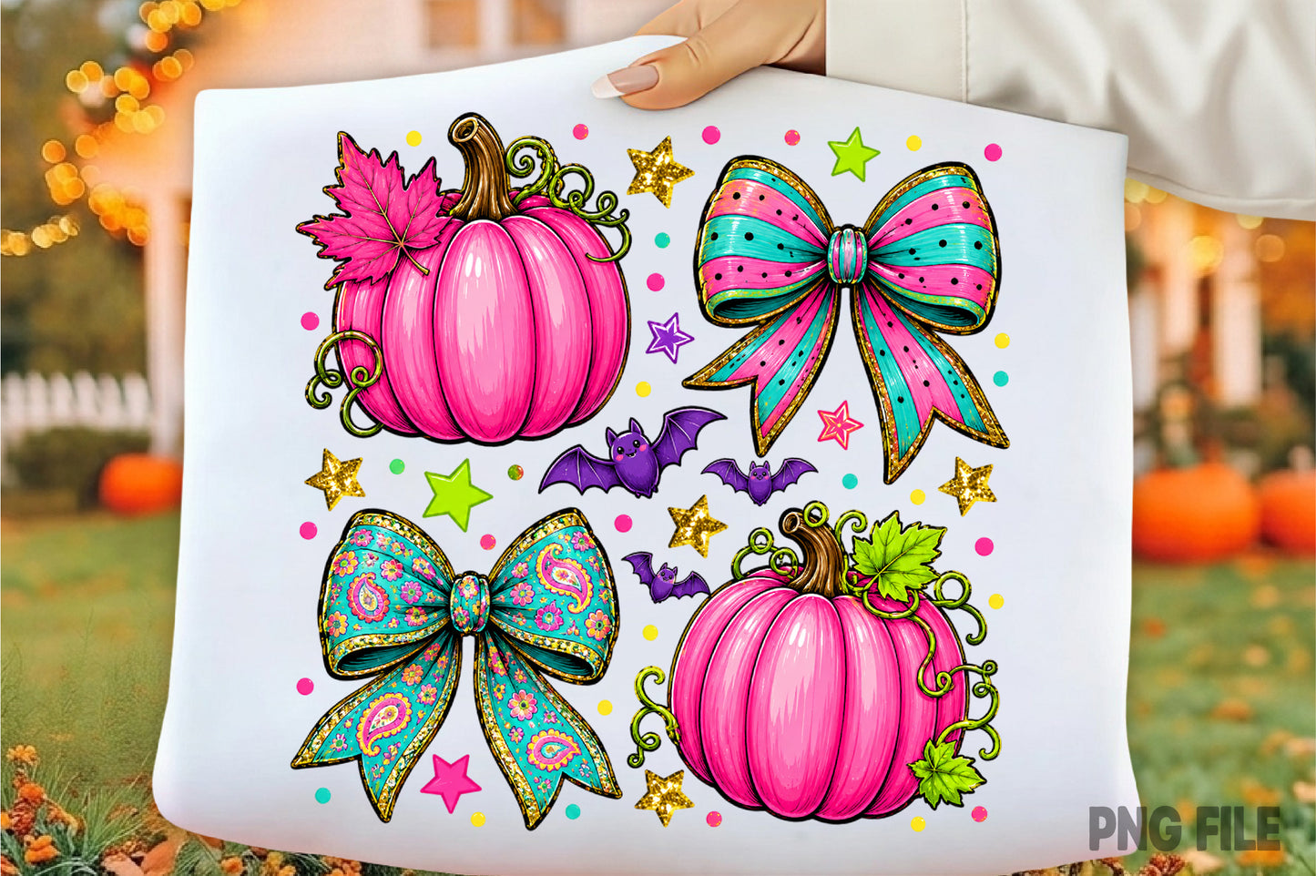 Halloween Pumpkin Coquette Bow PNG | Pink Pumpkin Leopard & Floral Bow Clipart | Cute Fall Spooky Sublimation Design