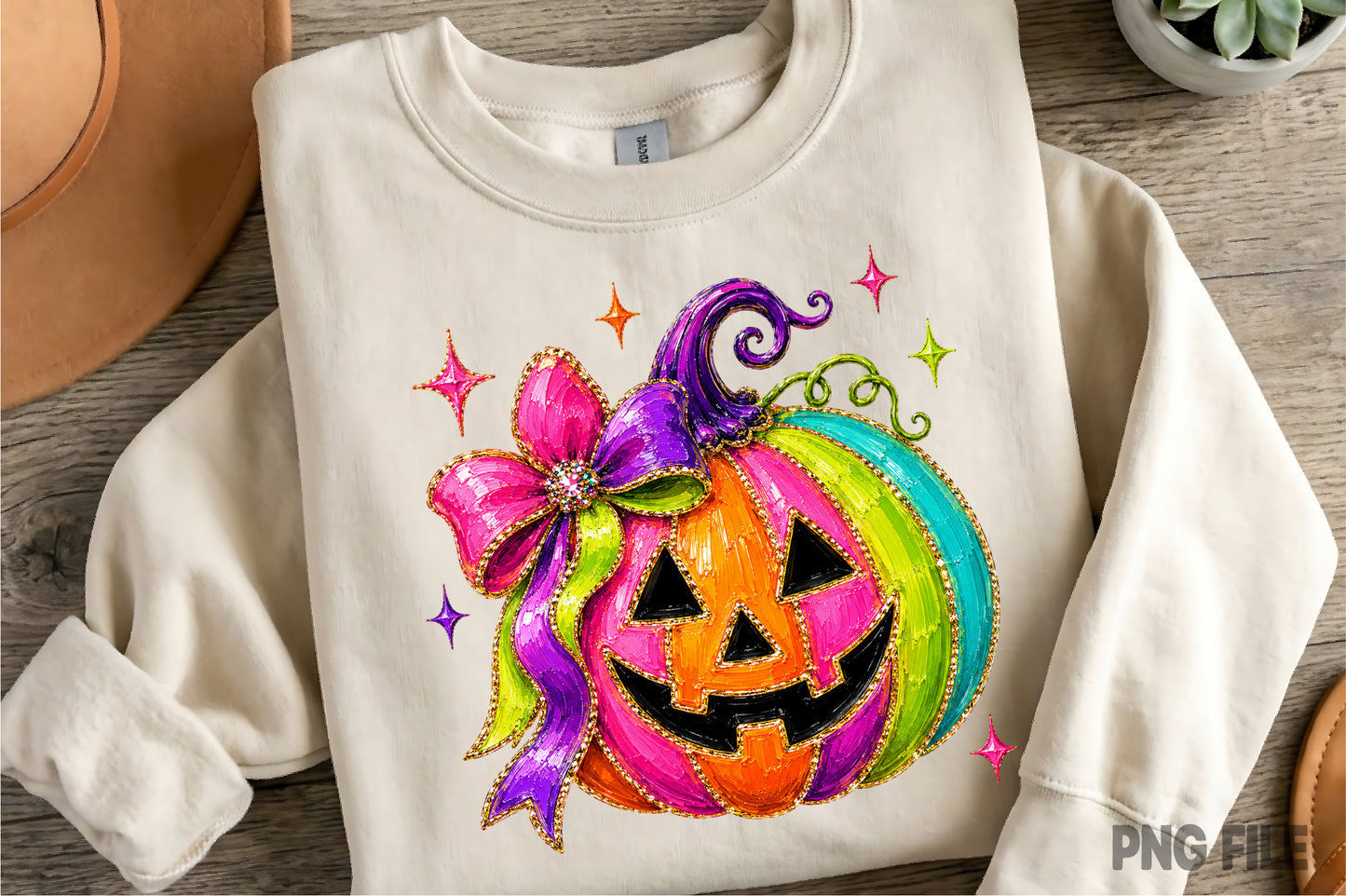 Colorful Halloween Pumpkin Coquette Bow PNG | Cute Jack O Lantern Pumpkin Floral Bow Spooky Fall Sublimation Design