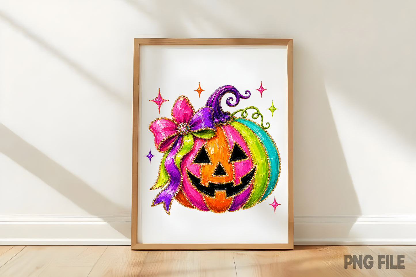 Colorful Halloween Pumpkin Coquette Bow PNG | Cute Jack O Lantern Pumpkin Floral Bow Spooky Fall Sublimation Design