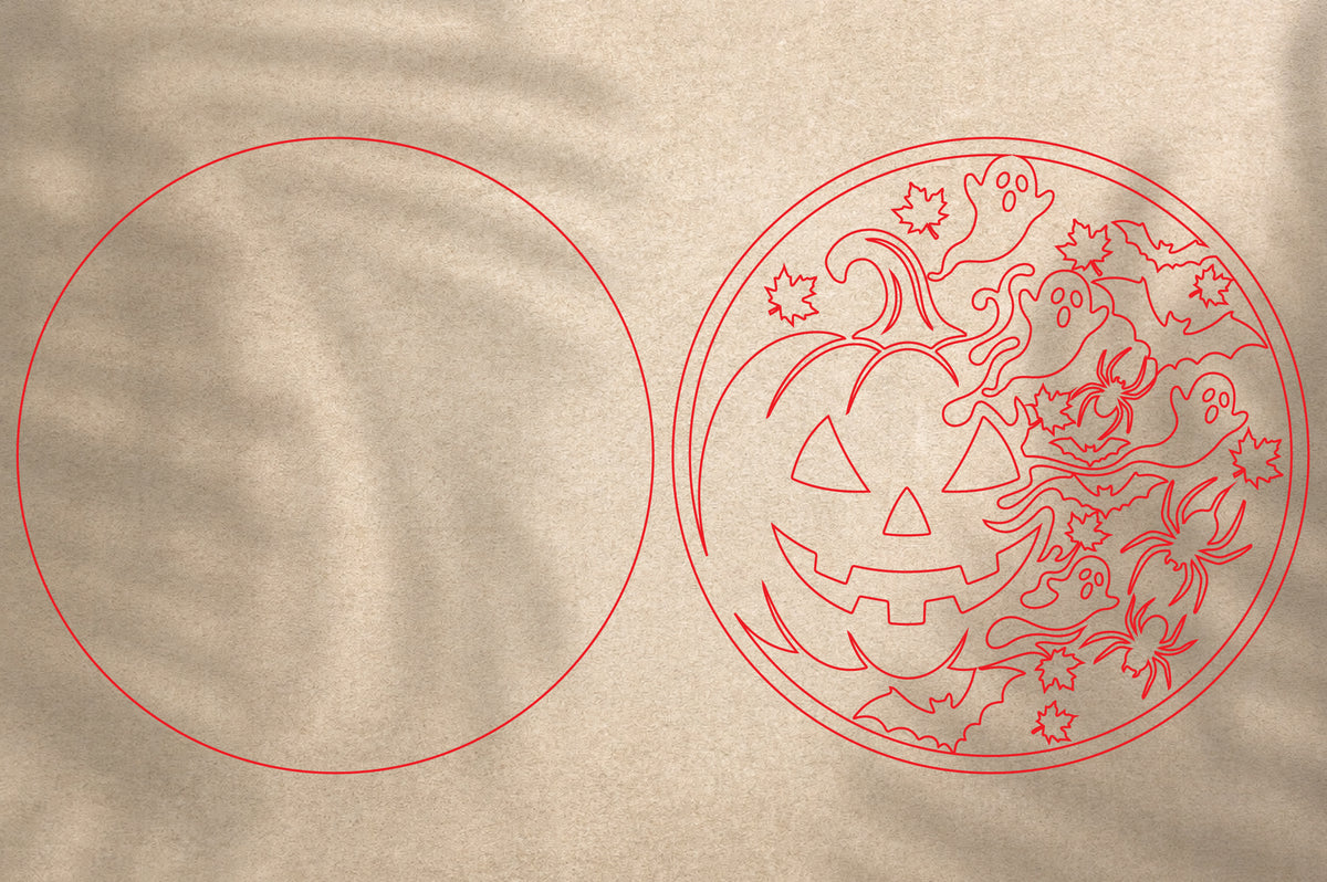 Halloween Pumpkin Ghost SVG Laser Cut | Spooky Pumpkin Halloween Ornament