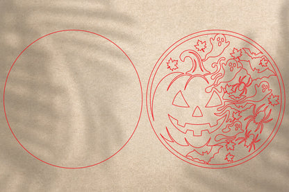 Halloween Pumpkin Ghost SVG Laser Cut | Spooky Pumpkin Halloween Ornament