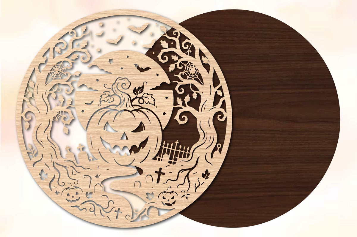 Halloween Pumpkin Graveyard Laser Cut SVG