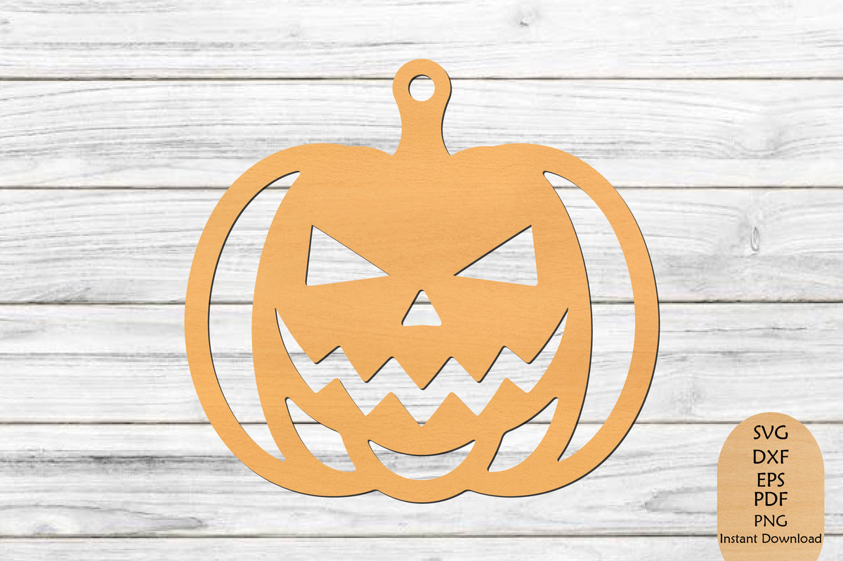 Halloween Pumpkin Keychain Laser Cut SVG, Jack O Lantern Keychain Cut File