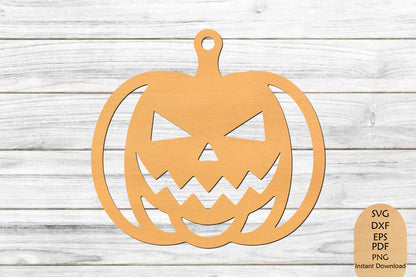Halloween Pumpkin Keychain Laser Cut SVG, Jack O Lantern Keychain Cut File