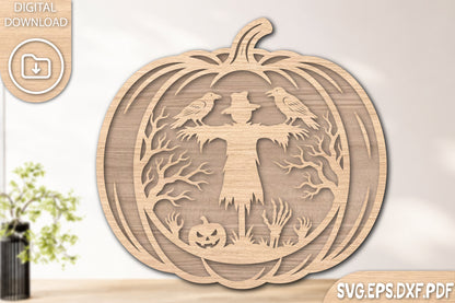 Halloween Pumpkin Raven Laser Cut SVG