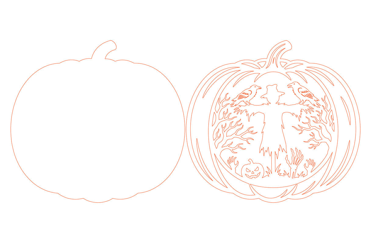 Halloween Pumpkin Raven Laser Cut SVG