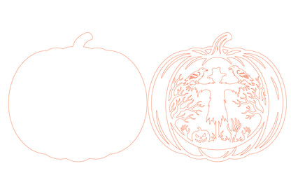 Halloween Pumpkin Raven Laser Cut SVG