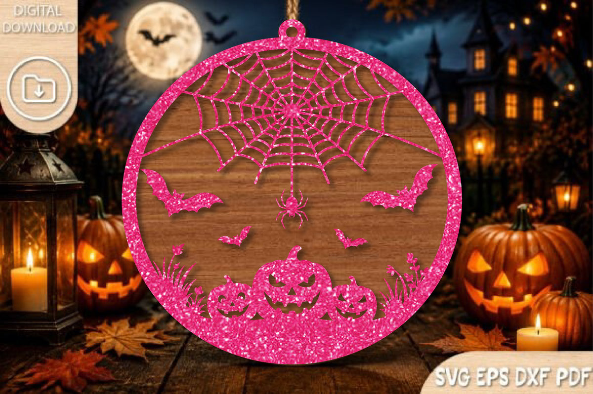 Halloween Spider Web Pumpkin Ornament SVG