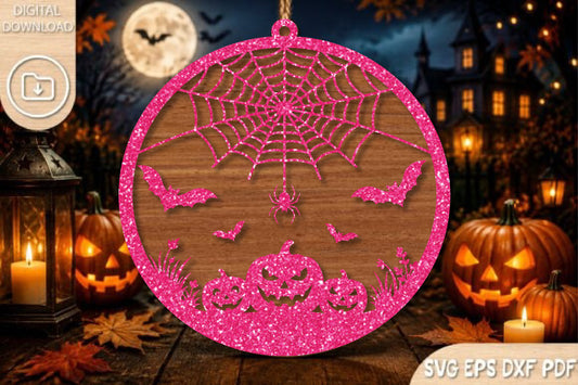 Halloween Spider Web Pumpkin Ornament SVG