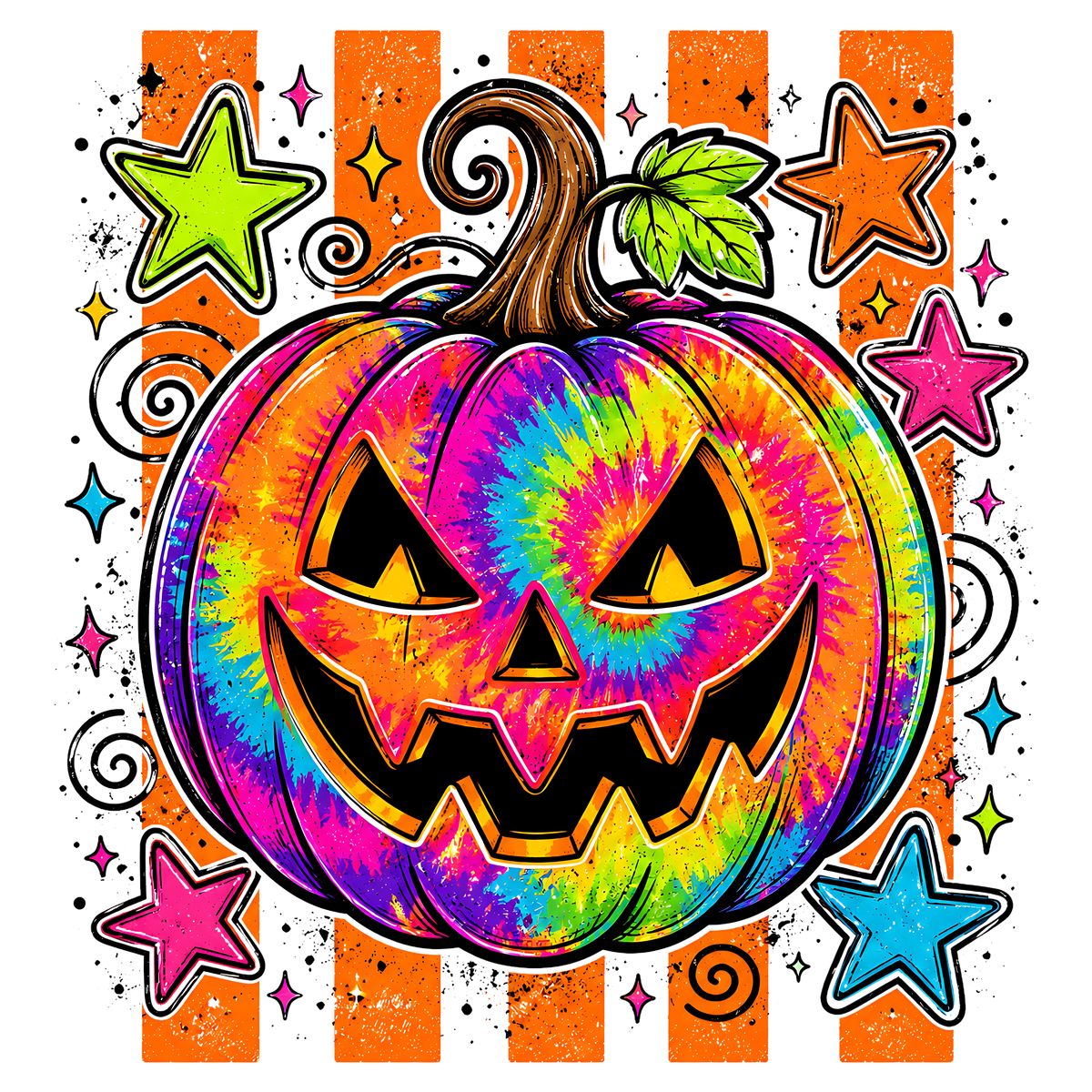 Colorful Halloween Pumpkin PNG Vibrant Jack O Lantern