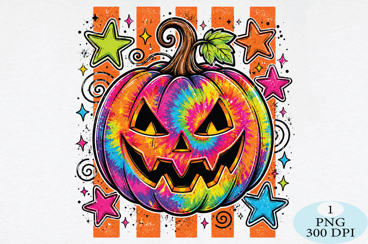 Colorful Halloween Pumpkin PNG Vibrant Jack O Lantern