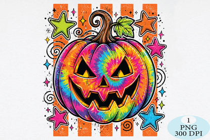 Colorful Halloween Pumpkin PNG Vibrant Jack O Lantern