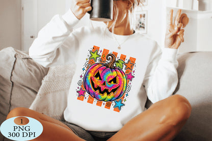 Colorful Halloween Pumpkin PNG Vibrant Jack O Lantern