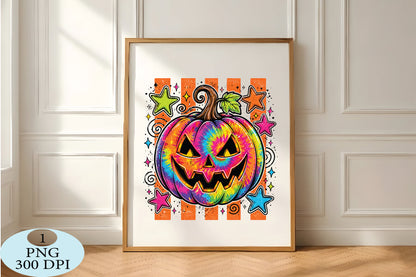 Colorful Halloween Pumpkin PNG Vibrant Jack O Lantern