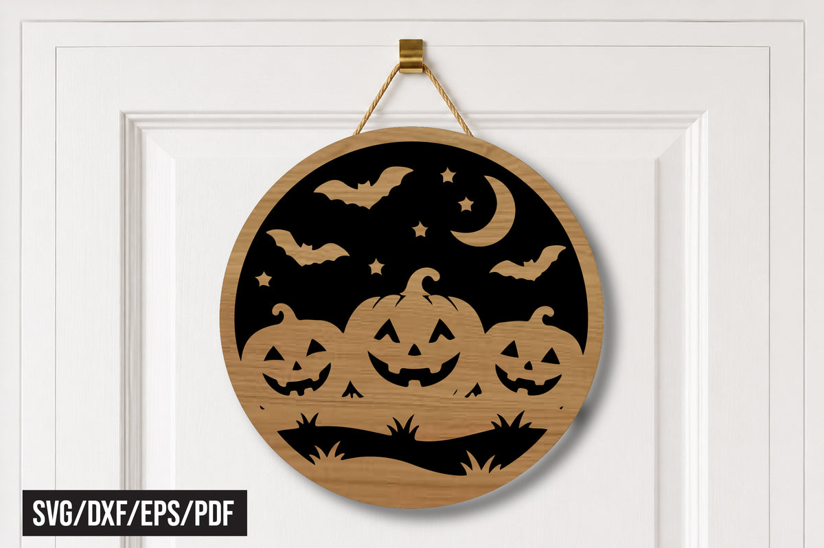 Halloween Pumpkin Round Door Hanger SVG
